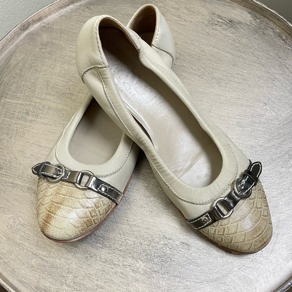 Attilio Giusti Leombruni Shoes - AGL Tan Leather Snakeskin Ballerina Flats Size 7